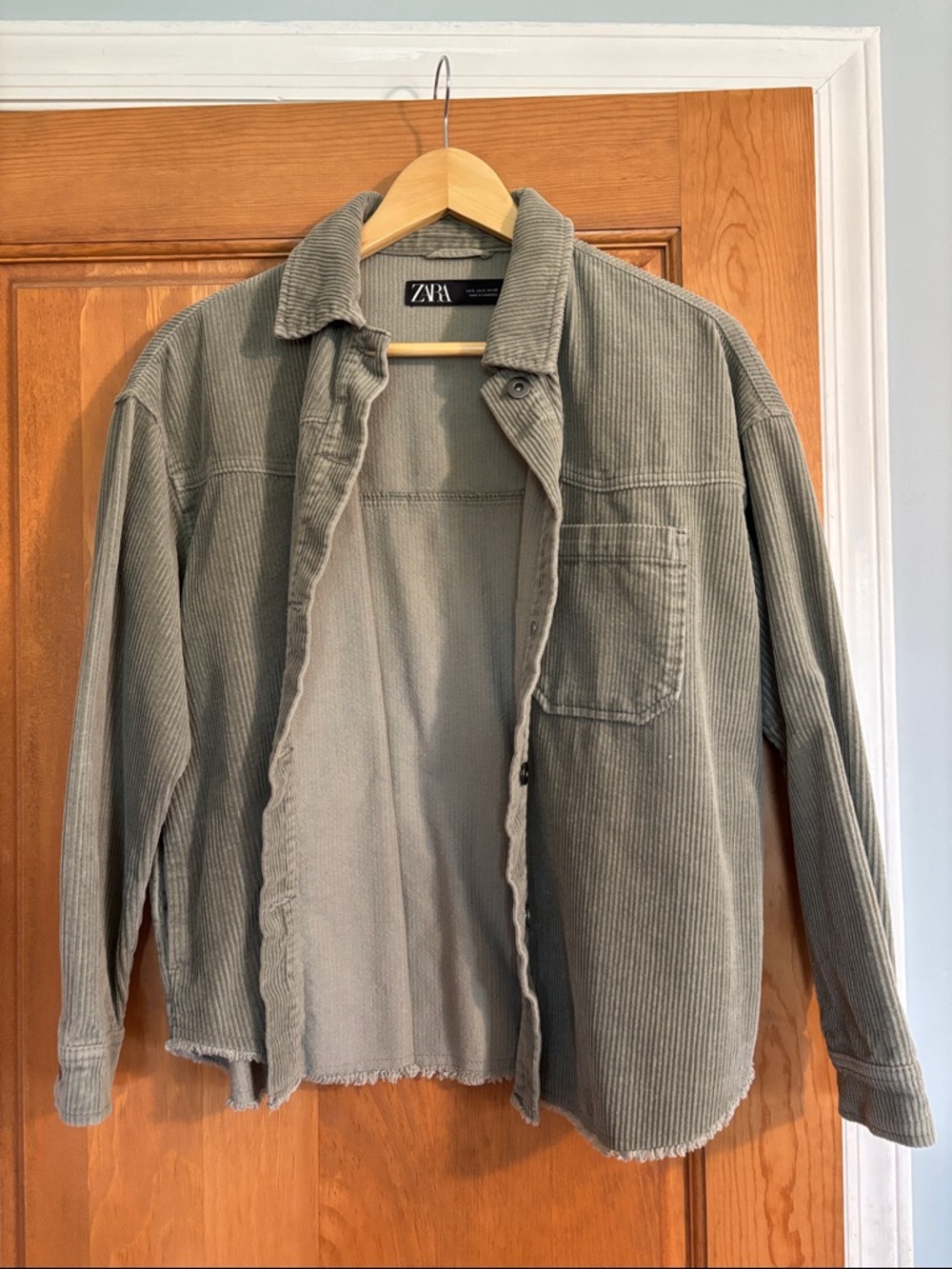 Zara Sage Green Corduroy Oversized Shacket